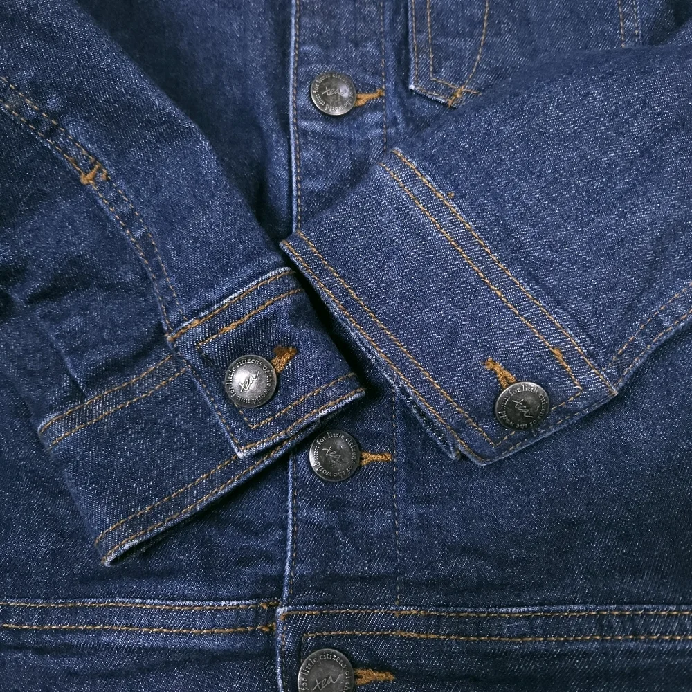 Tea Collection Dark Wash Denim Jean Jacket Shacket Kids 7 100% Cotton